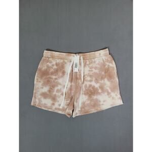 The Drop Women's Michaela Fleece Side Slit Short Wheat Tie Dye Large